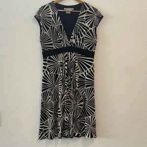 Maggy London Black and White Geometric Midi Dress